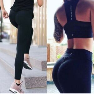 ZYIA Active Scrunchy Black Legging Ruched Butt Size 8-10 7/8 length NWOT